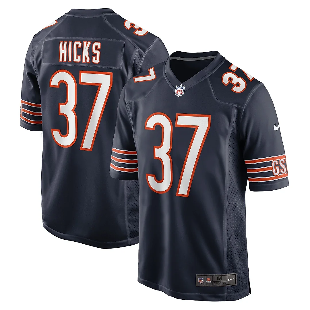 Zennovawear Men's Chicago Bears Elijah Hicks Navy Game Player Jersey