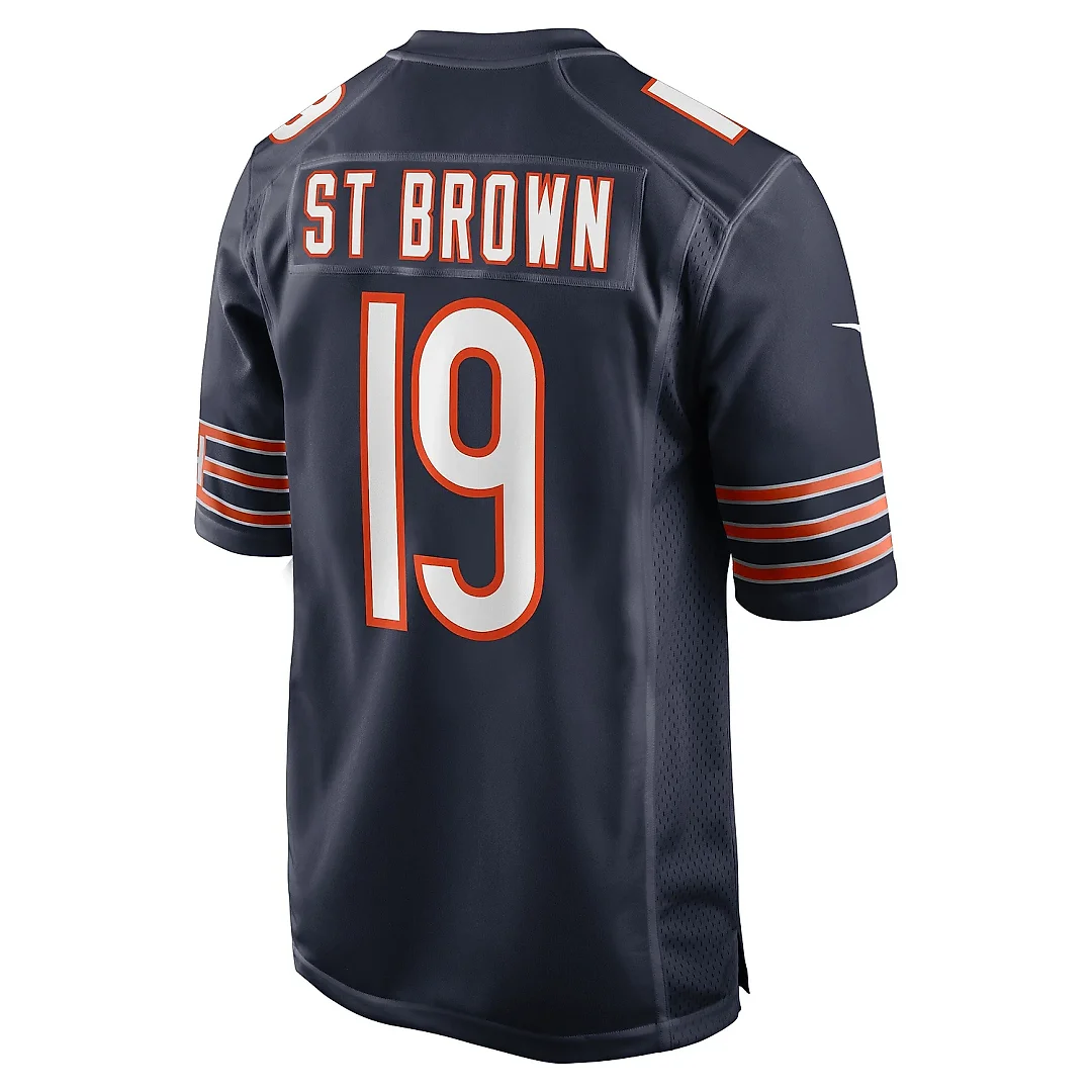 Zennovawear Men's Chicago Bears Equanimeous St. Brown Navy Game Player Jersey