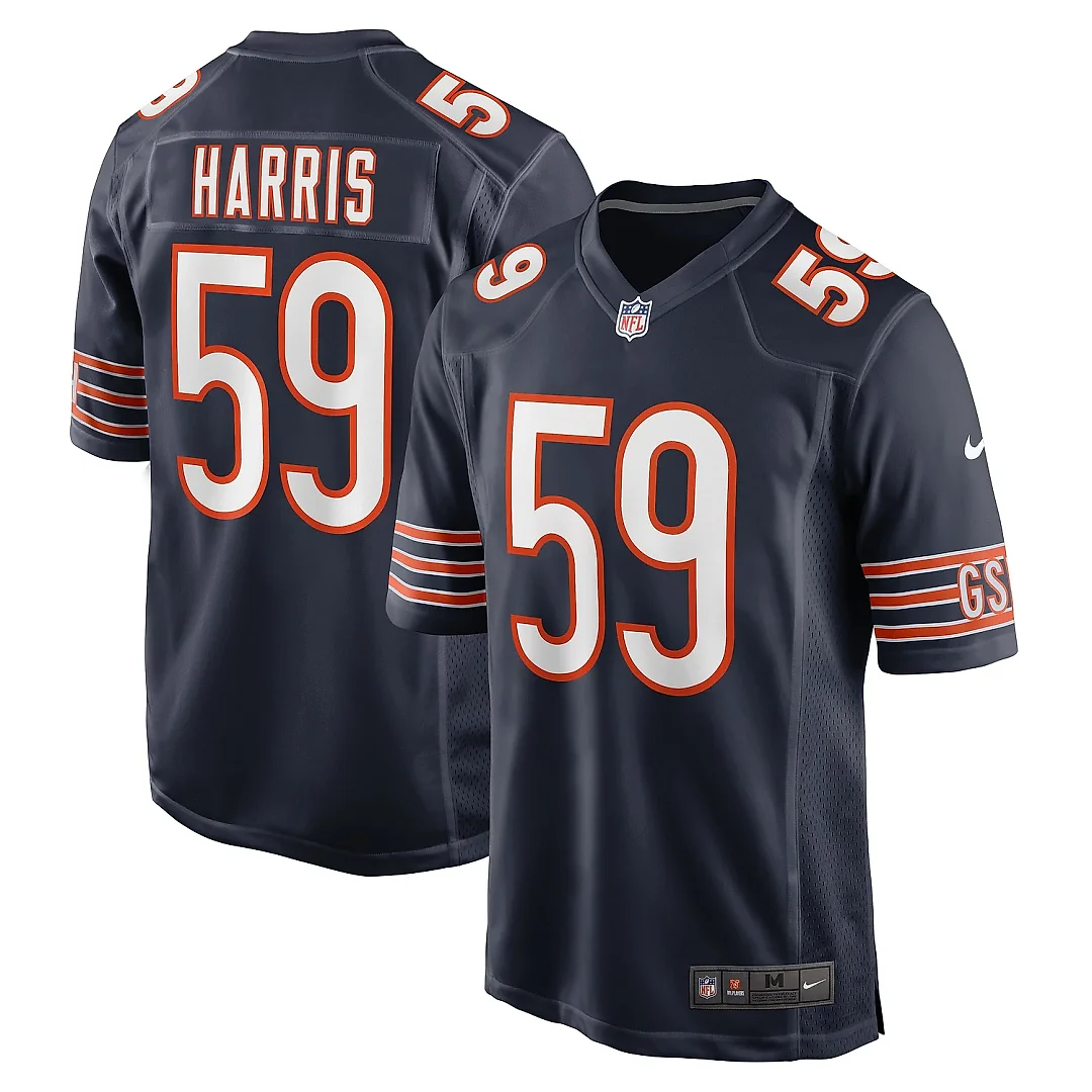 Zennovawear Men's Chicago Bears Jalen Harris Navy Team Game Jersey