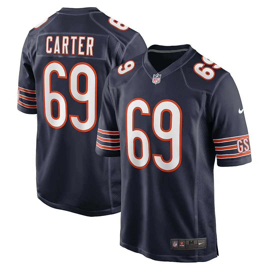 Zennovawear Men's Chicago Bears Ja'Tyre Carter Navy Game Player Jersey