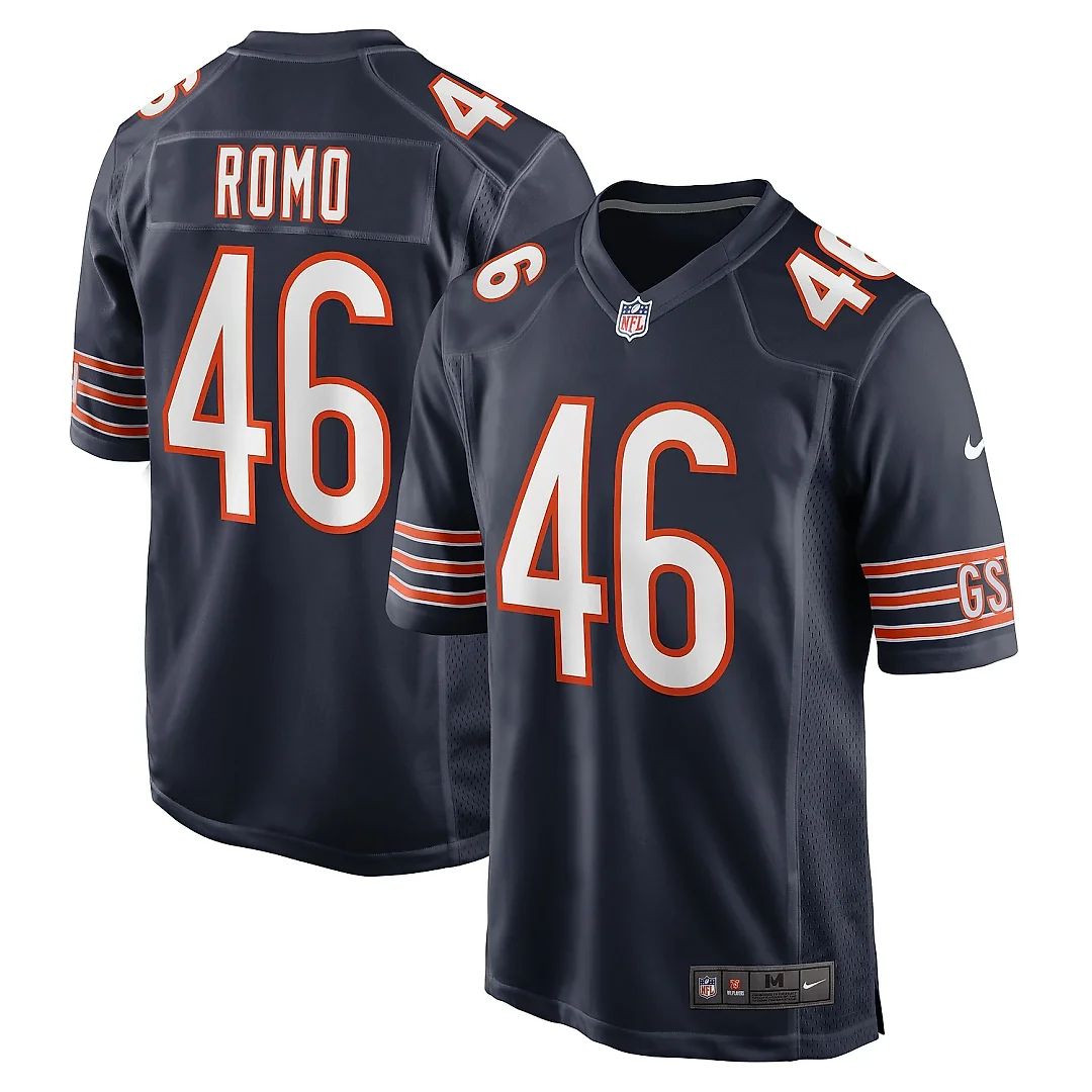 Zennovawear Men's Chicago Bears John Parker Romo Navy Team Game Jersey