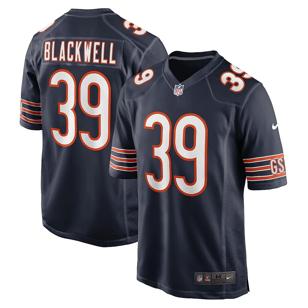 Zennovawear Men's Chicago Bears Josh Blackwell Navy Game Player Jersey