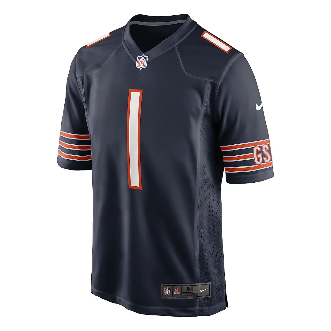 Zennovawear Men's Chicago Bears Justin Fields Navy Game Jersey