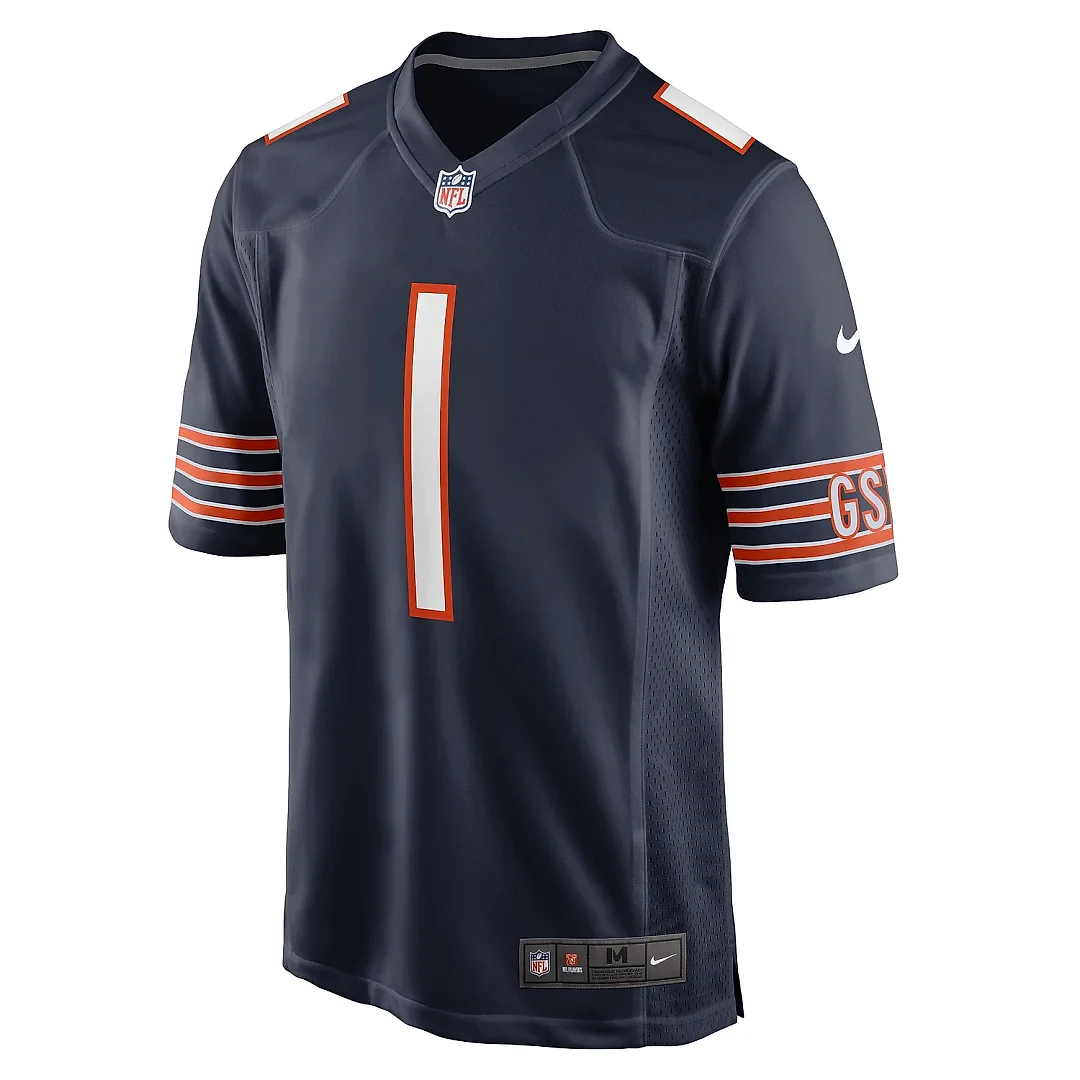 Zennovawear Men's Chicago Bears Justin Fields Navy Player Game Jersey