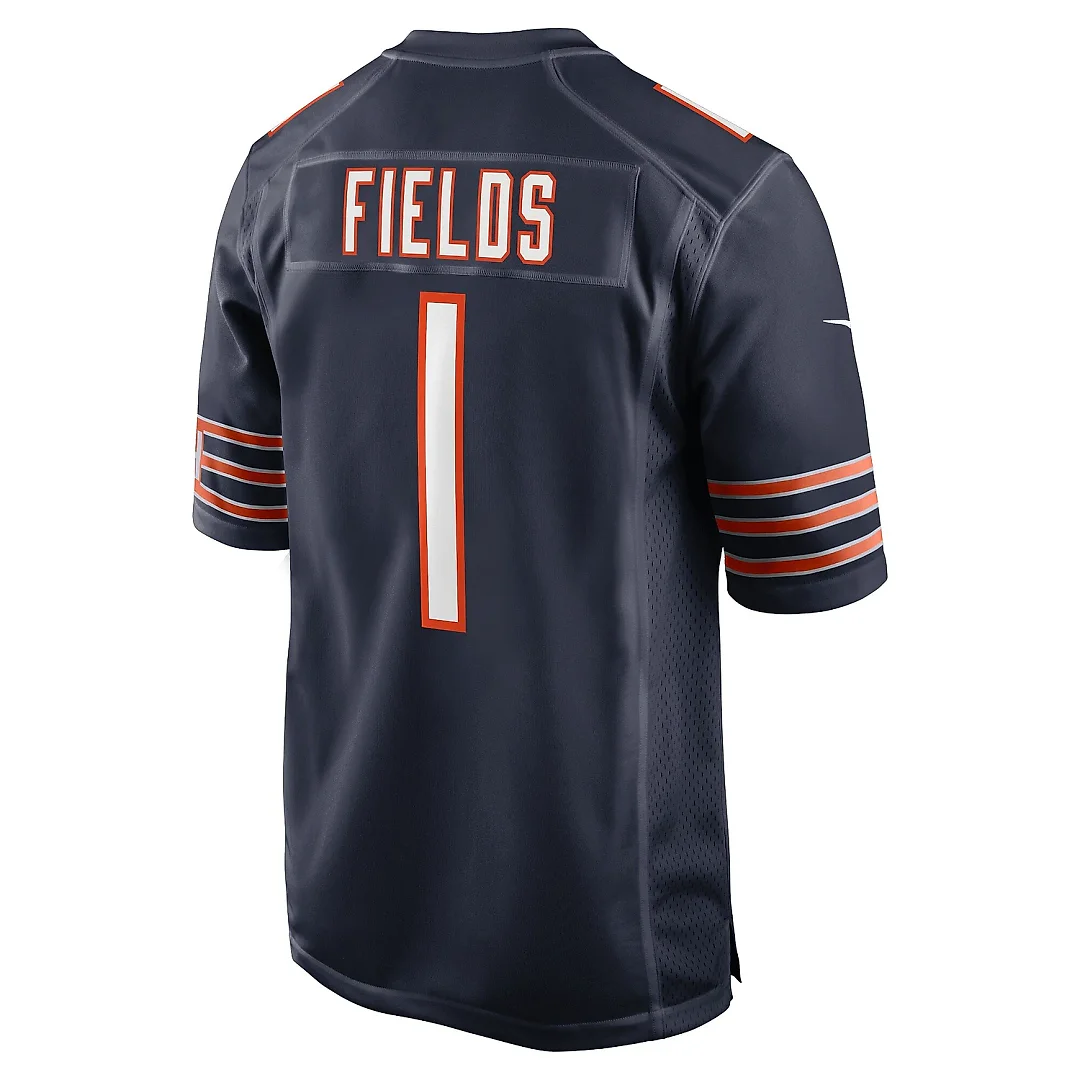 Zennovawear Men's Chicago Bears Justin Fields Navy Player Game Jersey