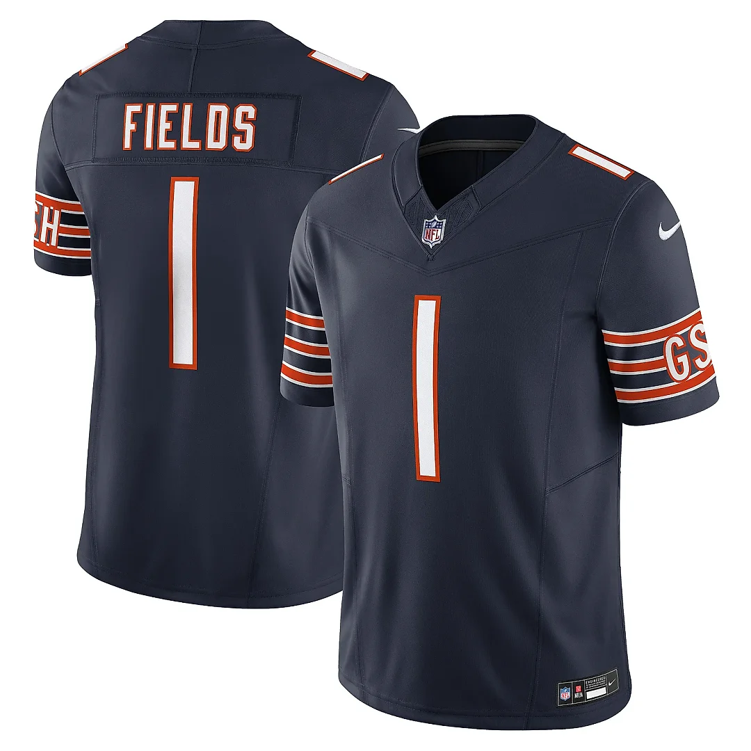 Zennovawear Men's Chicago Bears Justin Fields Navy Vapor F.U.S.E. Limited Jersey