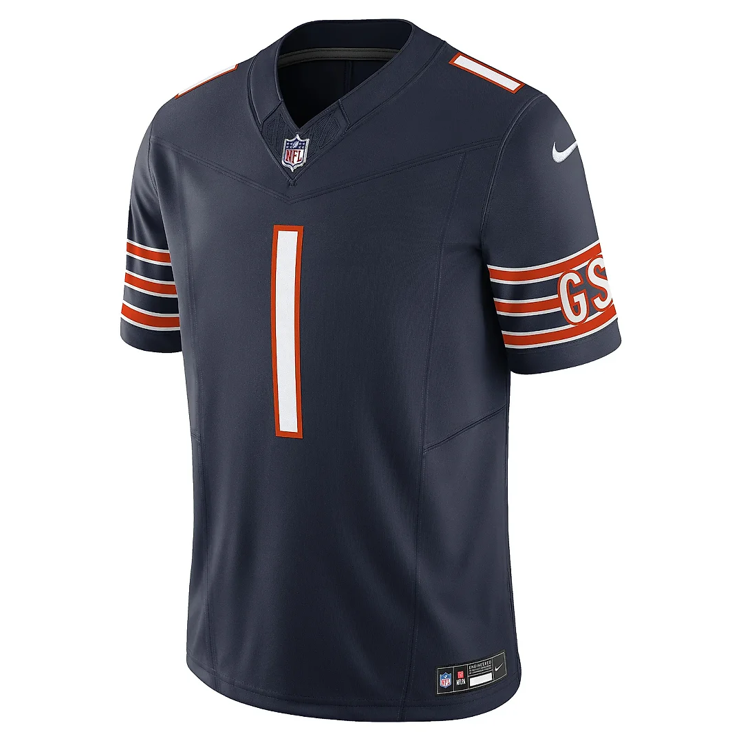 Zennovawear Men's Chicago Bears Justin Fields Navy Vapor F.U.S.E. Limited Jersey