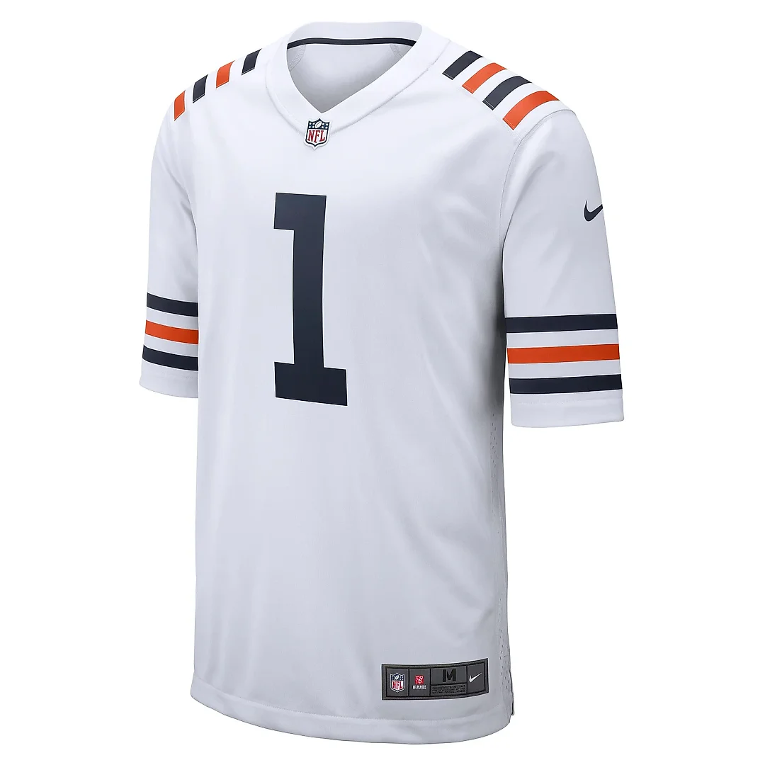 Zennovawear Men's Chicago Bears Justin Fields White Alternate Classic Game Jersey