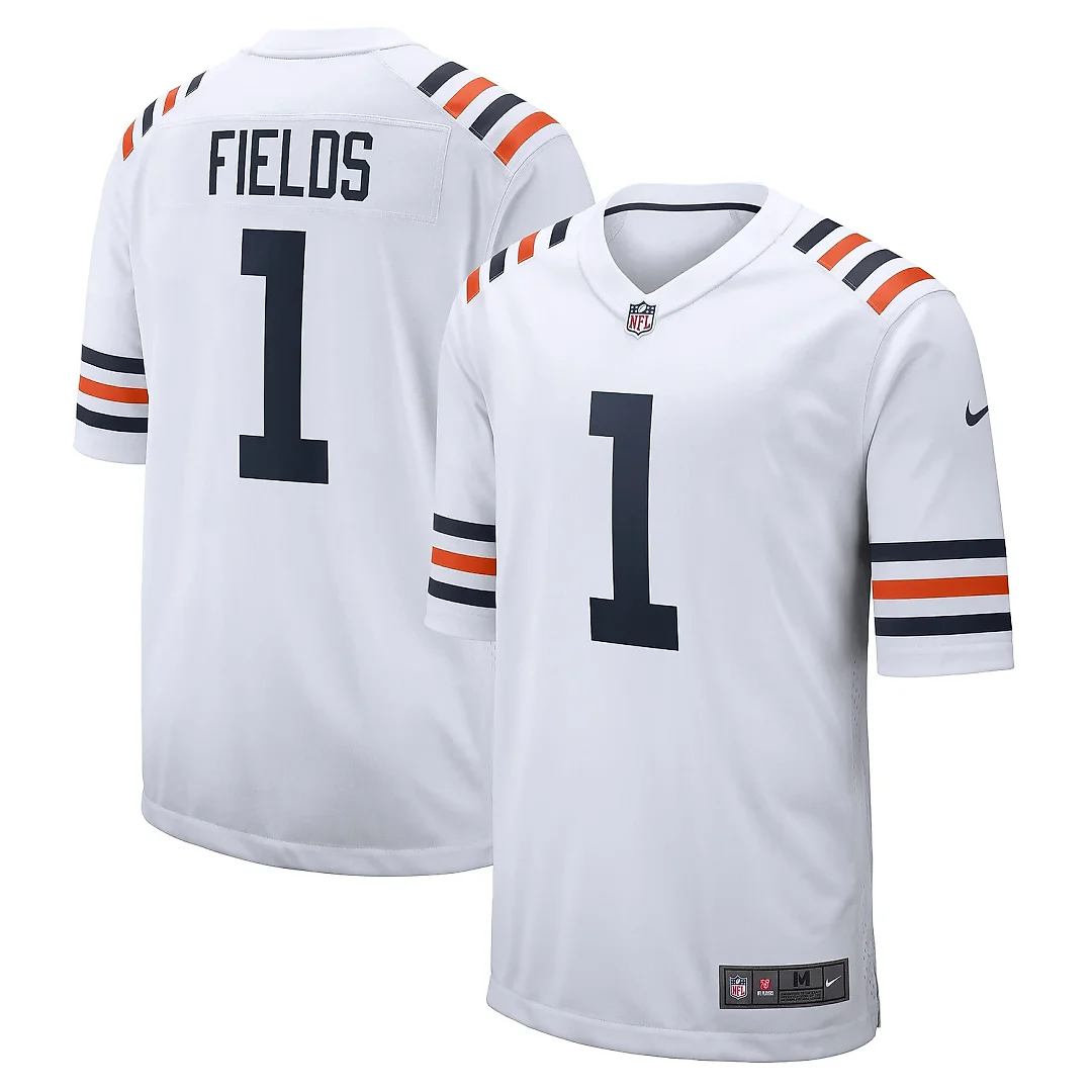 Zennovawear Men's Chicago Bears Justin Fields White Alternate Classic Game Jersey