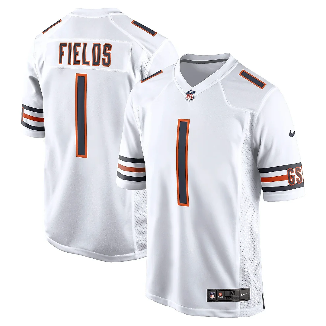 Zennovawear Men's Chicago Bears Justin Fields White Player Game Jersey