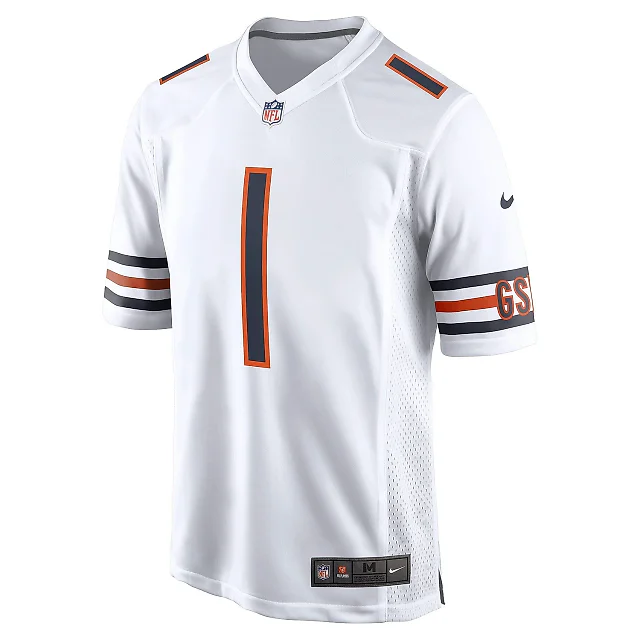 Zennovawear Men's Chicago Bears Justin Fields White Player Game Jersey