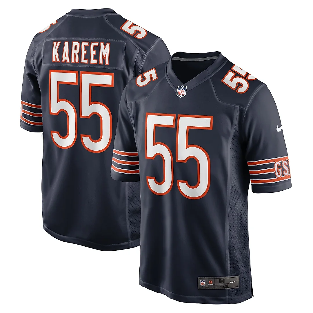 Zennovawear Men's Chicago Bears Khalid Kareem Navy Team Game Jersey