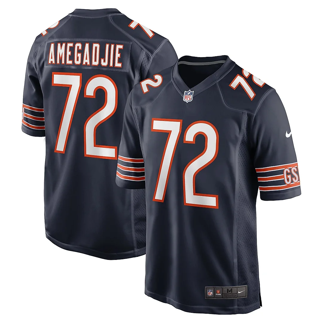 Zennovawear Men's Chicago Bears Kiran Amegadjie Navy Game Jersey