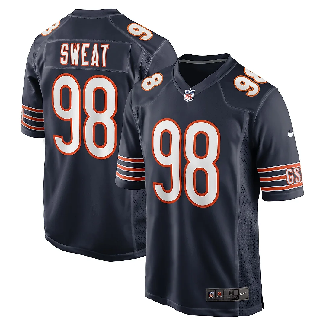 Zennovawear Men's Chicago Bears Montez Sweat Navy Game Jersey