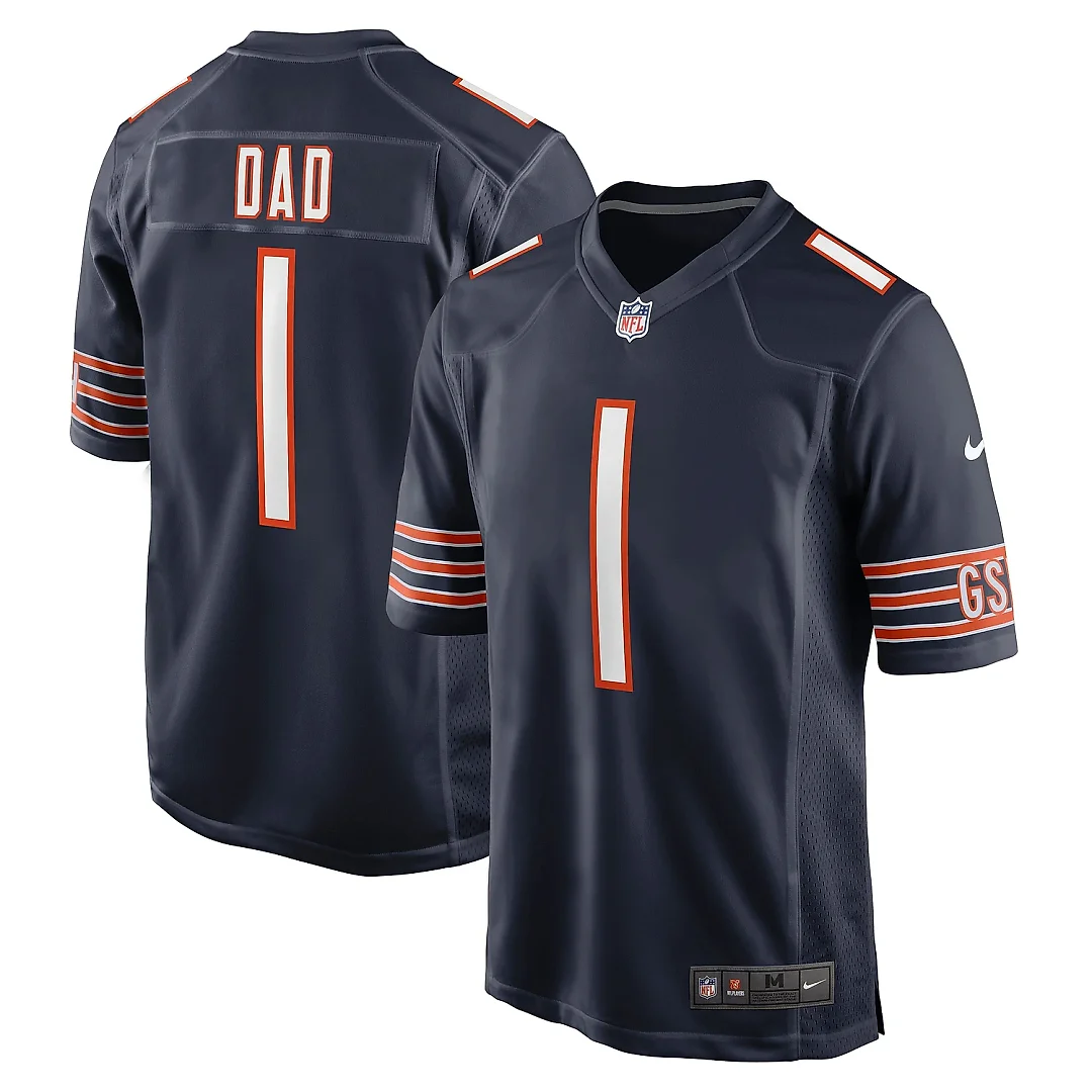 Zennovawear Men's Chicago Bears Number 1 Dad Navy Game Jersey