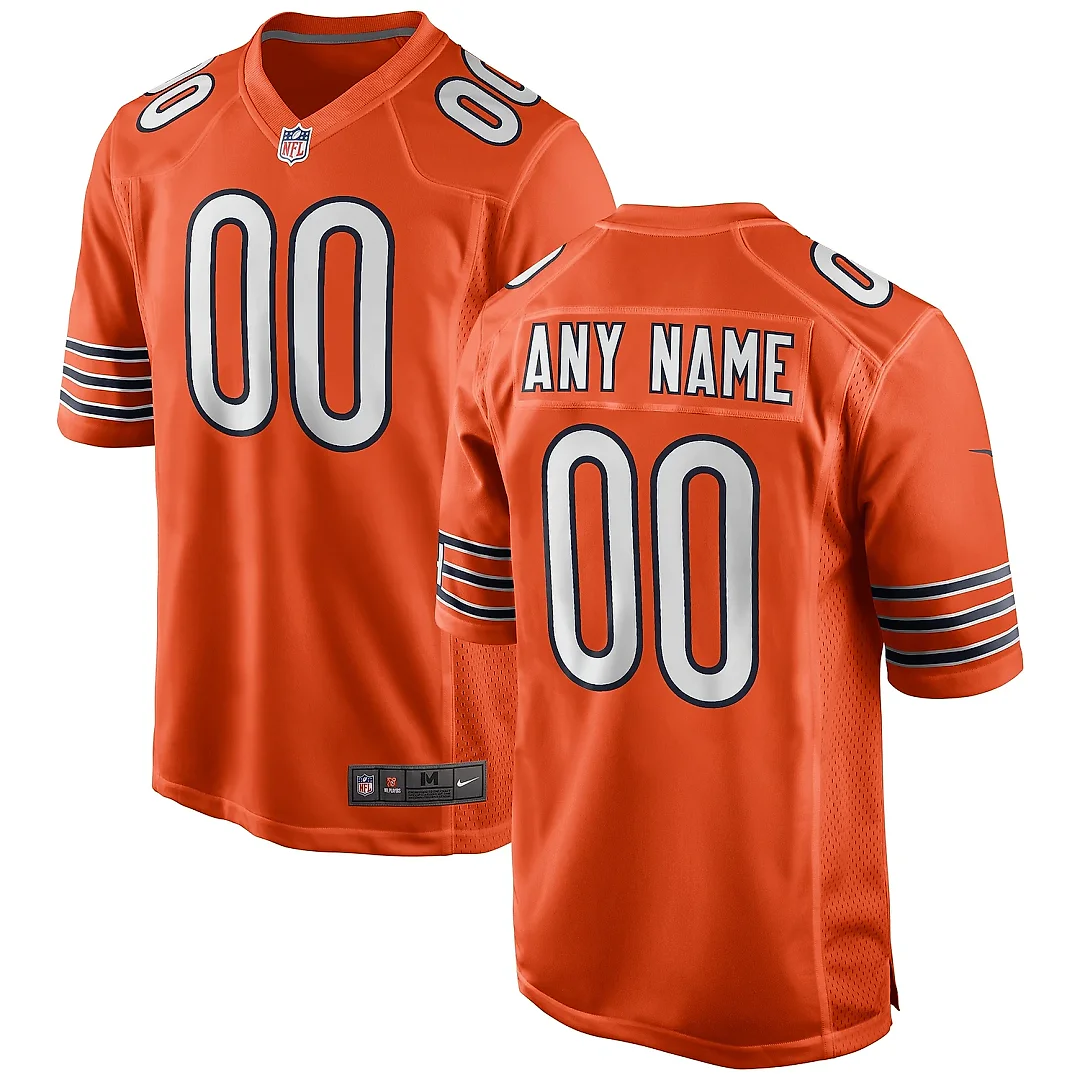 Zennovawear Men's Chicago Bears Orange Alternate Custom Game Jersey