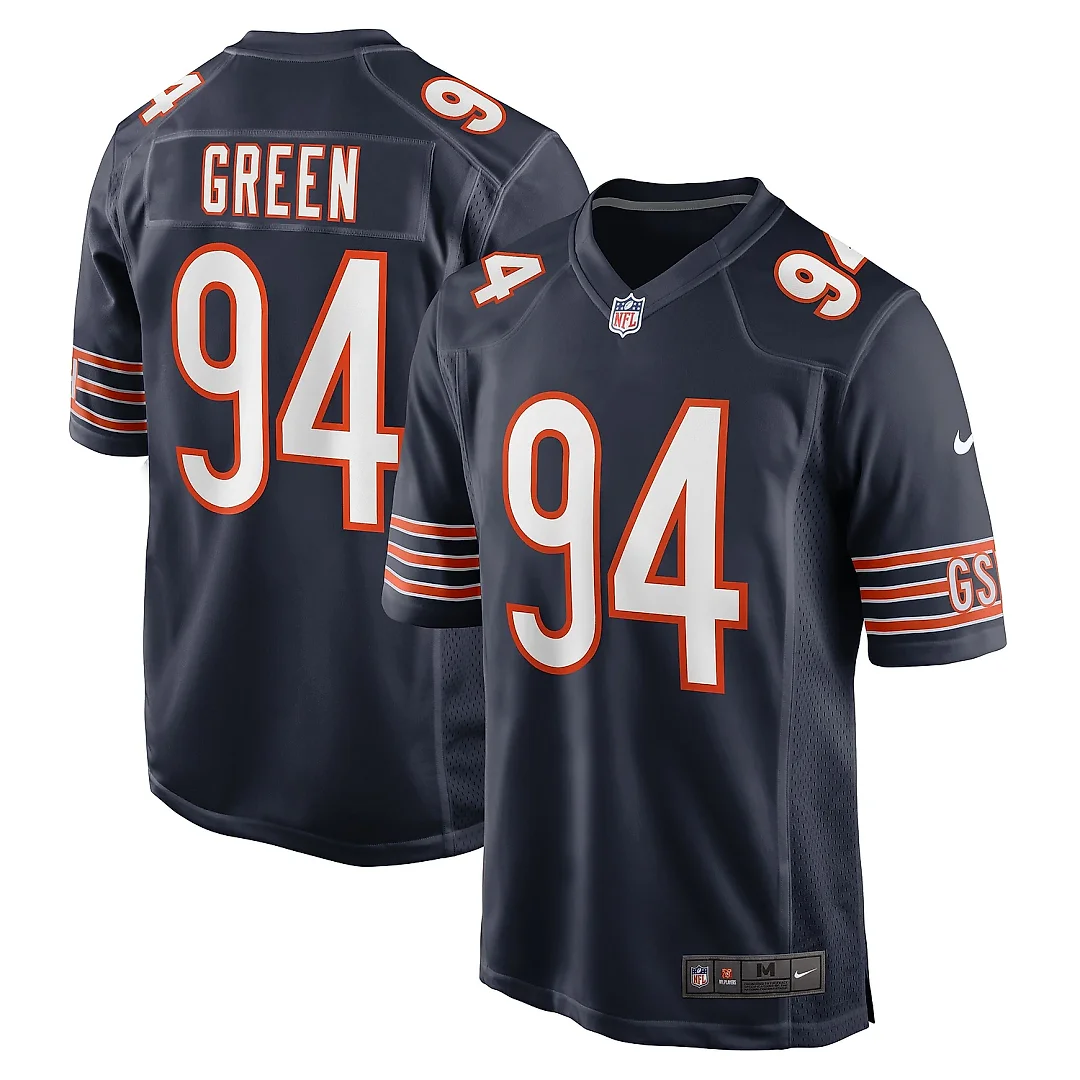 Zennovawear Men's Chicago Bears Rasheem Green Navy Game Jersey