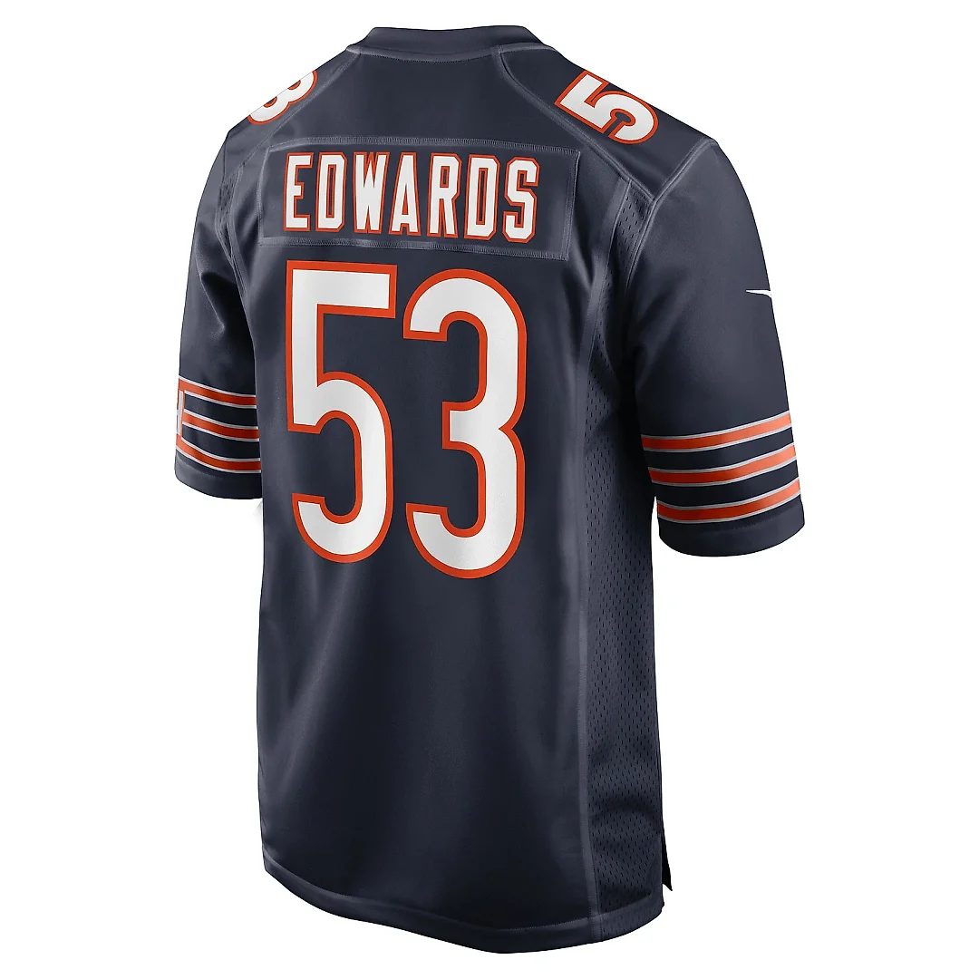 Zennovawear Men's Chicago Bears TJ Edwards Navy Game Player Jersey
