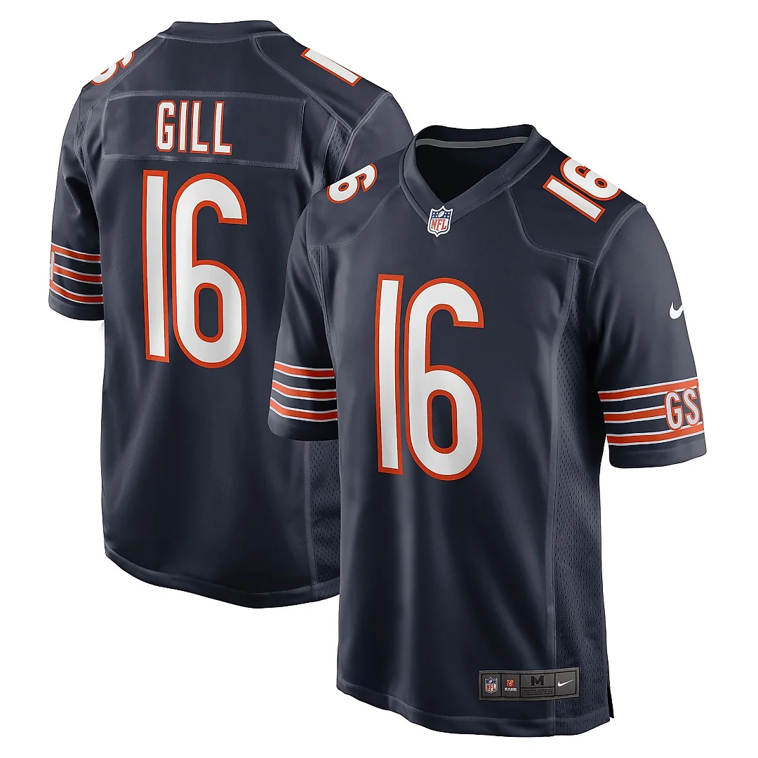 Zennovawear Men's Chicago Bears Trenton Gill Navy Game Player Jersey