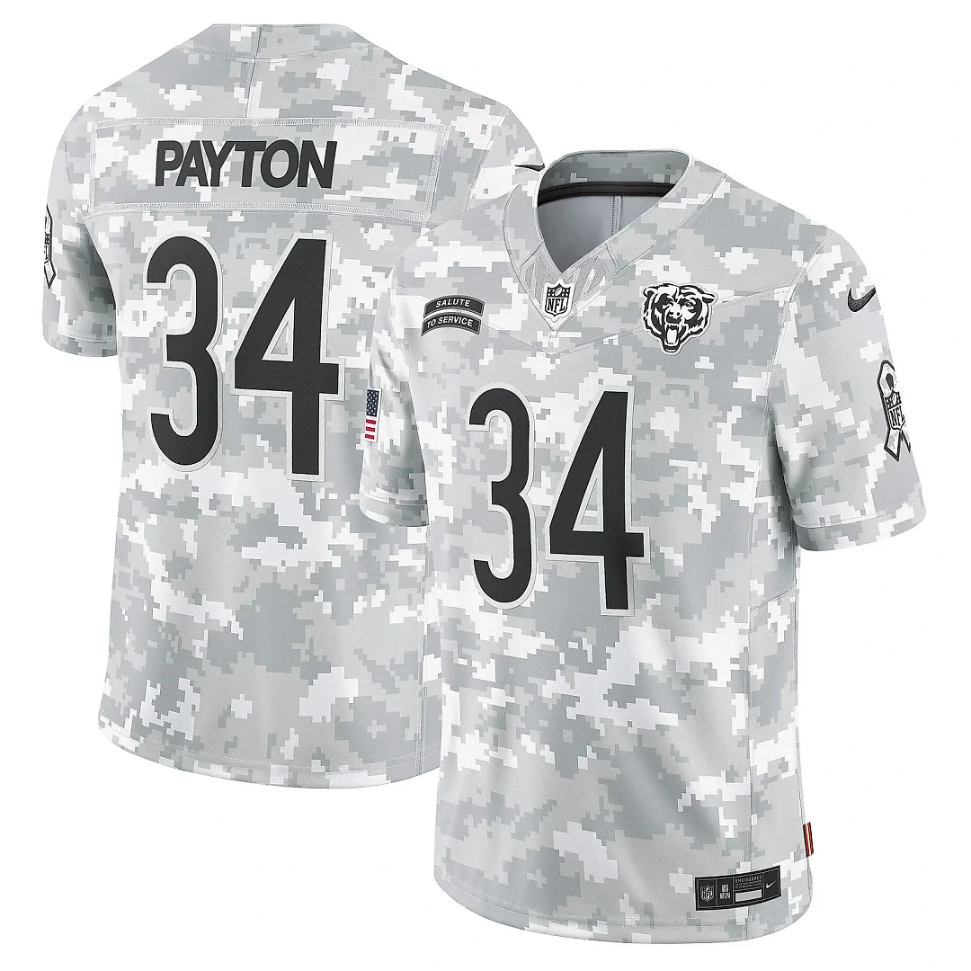 Zennovawear Men's Chicago Bears Walter Payton Arctic Camo 2024 Salute to Service Retired Player Limited Jersey