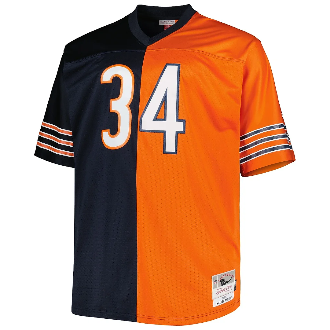 Zennovawear Men's Chicago Bears Walter Payton Mitchell & Ness Navy/Orange Big & Tall Split Legacy Retired Player Jersey