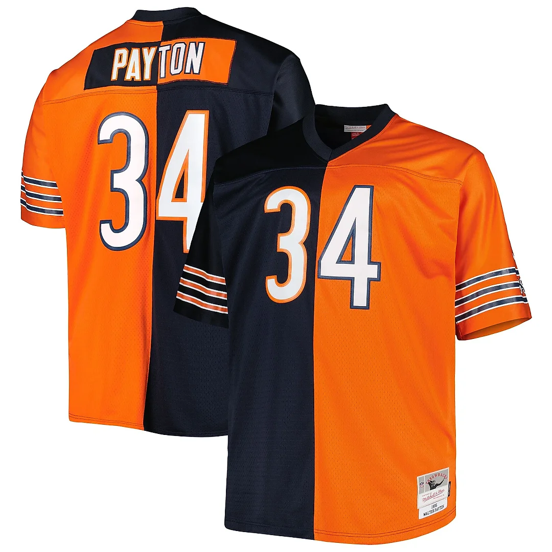 Zennovawear Men's Chicago Bears Walter Payton Mitchell & Ness Navy/Orange Big & Tall Split Legacy Retired Player Jersey