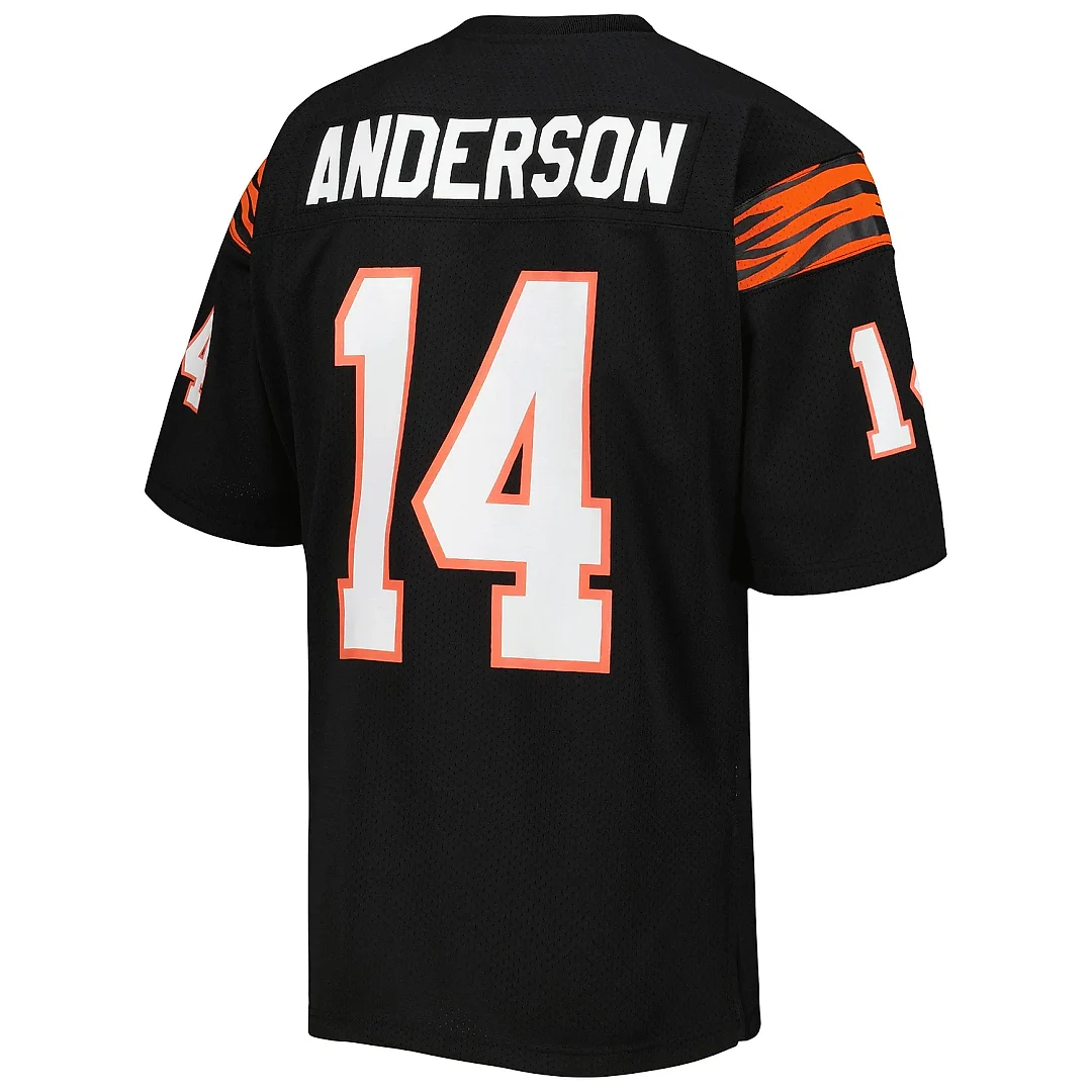 Zennovawear Men's Cincinnati Bengals 1981 Ken Anderson Mitchell & Ness Black Throwback Retired Player Jersey