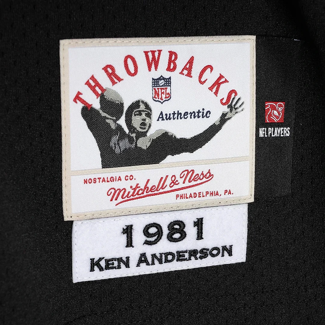 Zennovawear Men's Cincinnati Bengals 1981 Ken Anderson Mitchell & Ness Black Throwback Retired Player Jersey