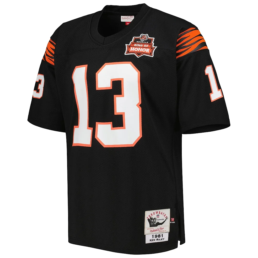Zennovawear Men's Cincinnati Bengals 1981 Ken Riley Mitchell & Ness Black Throwback Retired Player Jersey