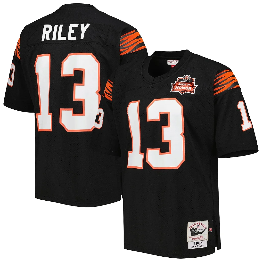 Zennovawear Men's Cincinnati Bengals 1981 Ken Riley Mitchell & Ness Black Throwback Retired Player Jersey