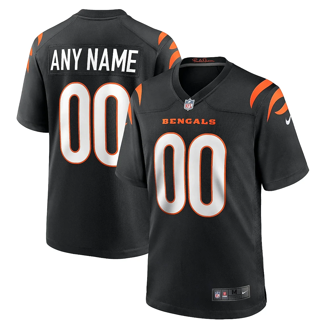 Zennovawear Men's Cincinnati Bengals Black Game Custom Jersey