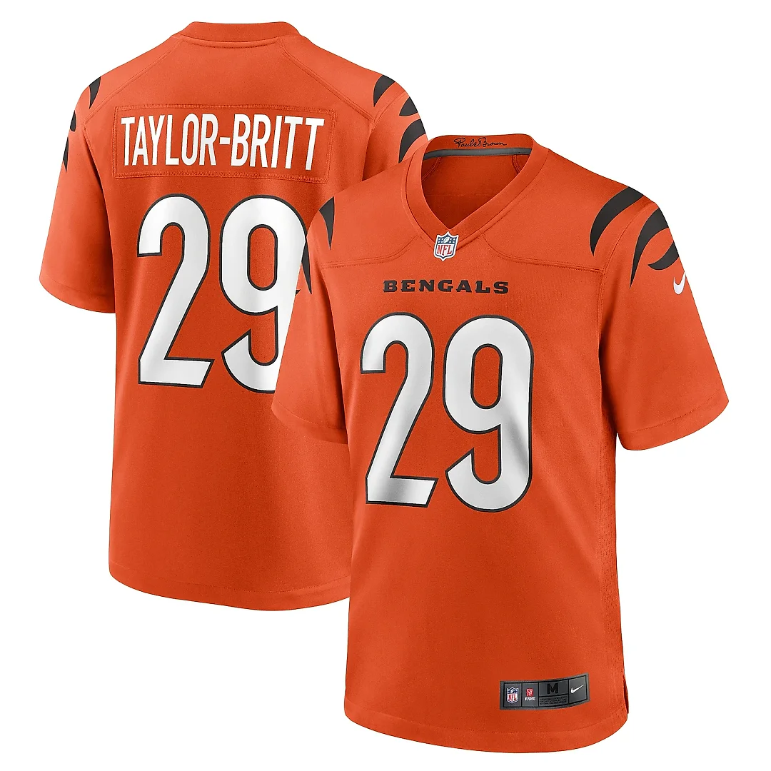 Zennovawear Men's Cincinnati Bengals Cam Taylor-Britt Orange Alternate Game Jersey