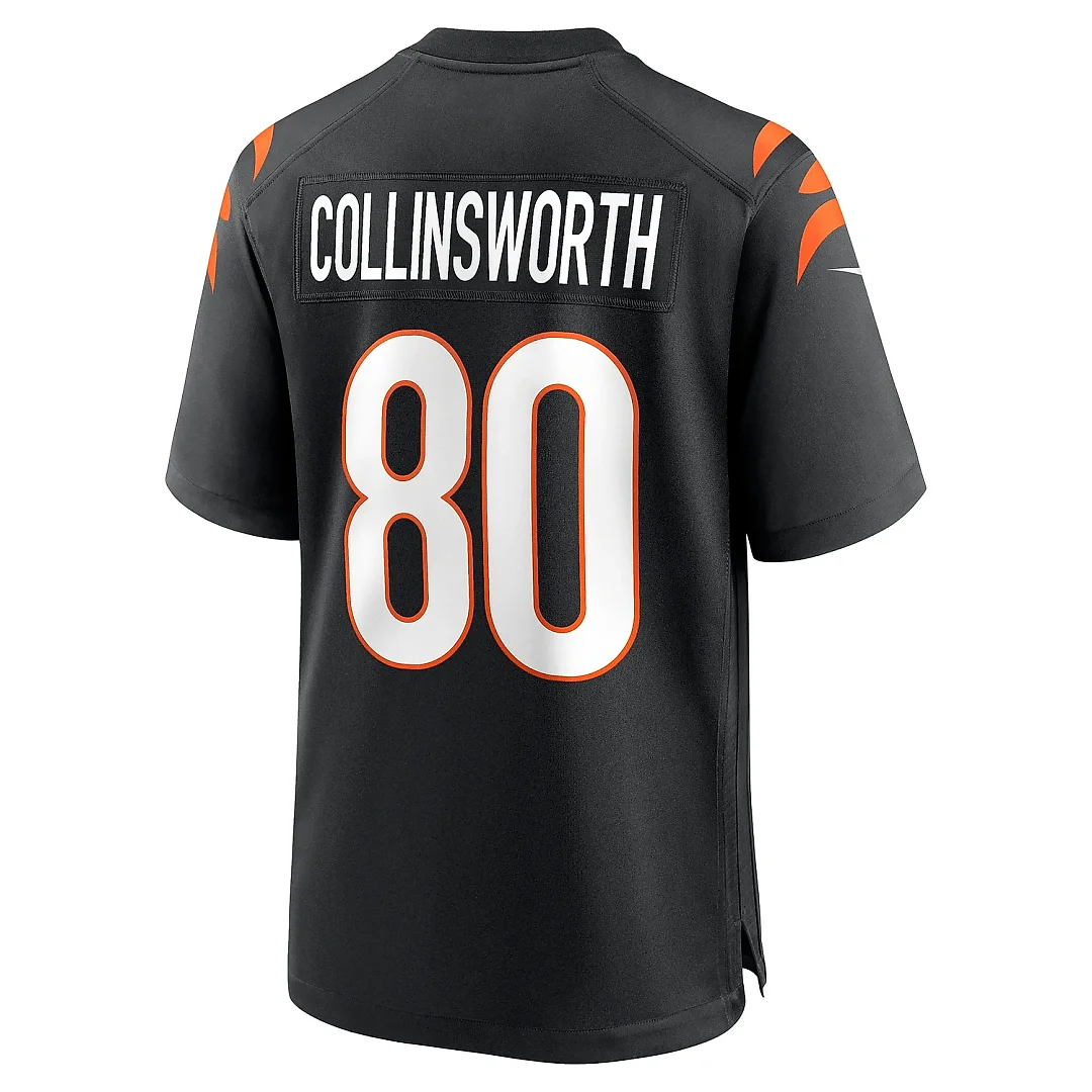 Zennovawear Men's Cincinnati Bengals Cris Collinsworth Black Team Retired Player Game Jersey