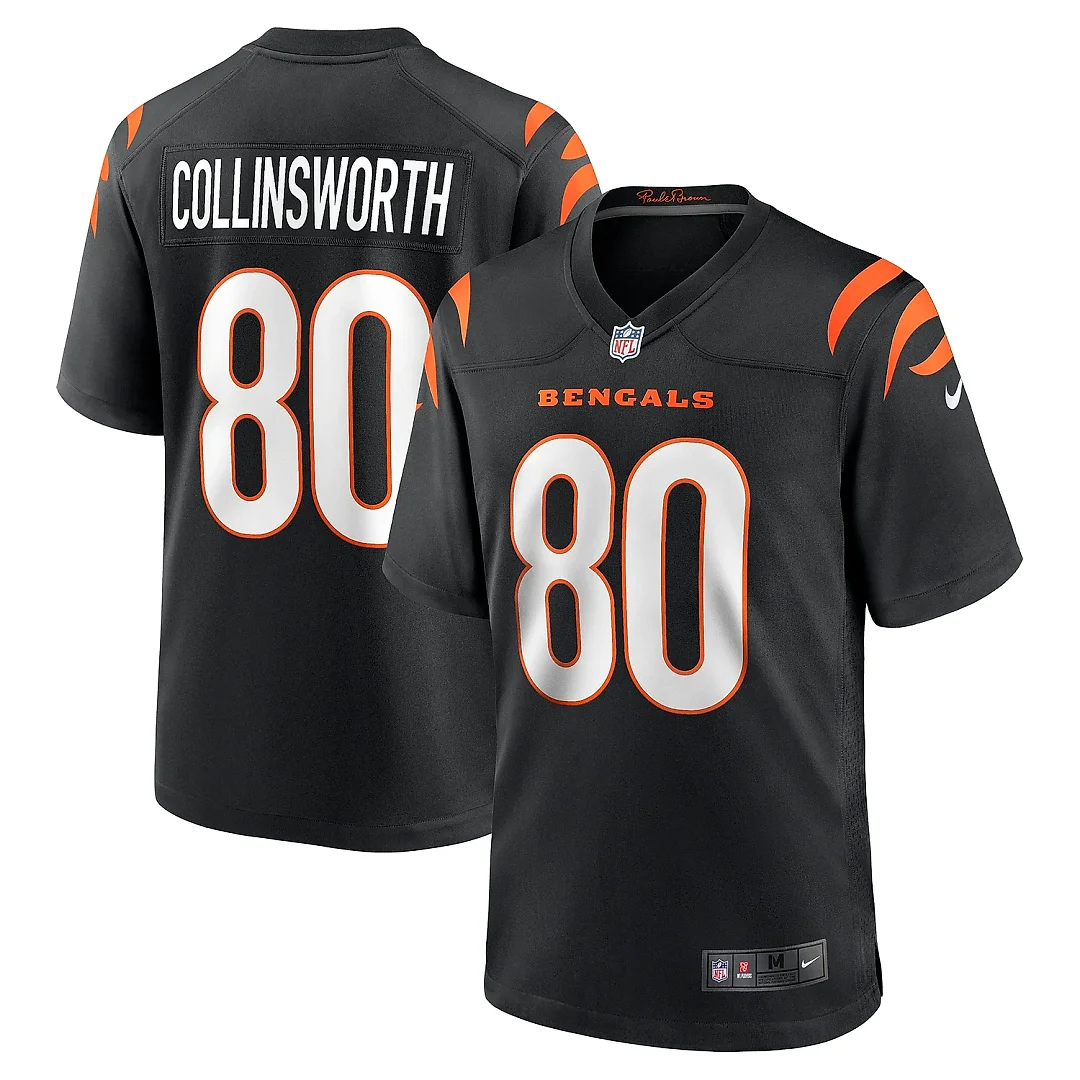 Zennovawear Men's Cincinnati Bengals Cris Collinsworth Black Team Retired Player Game Jersey