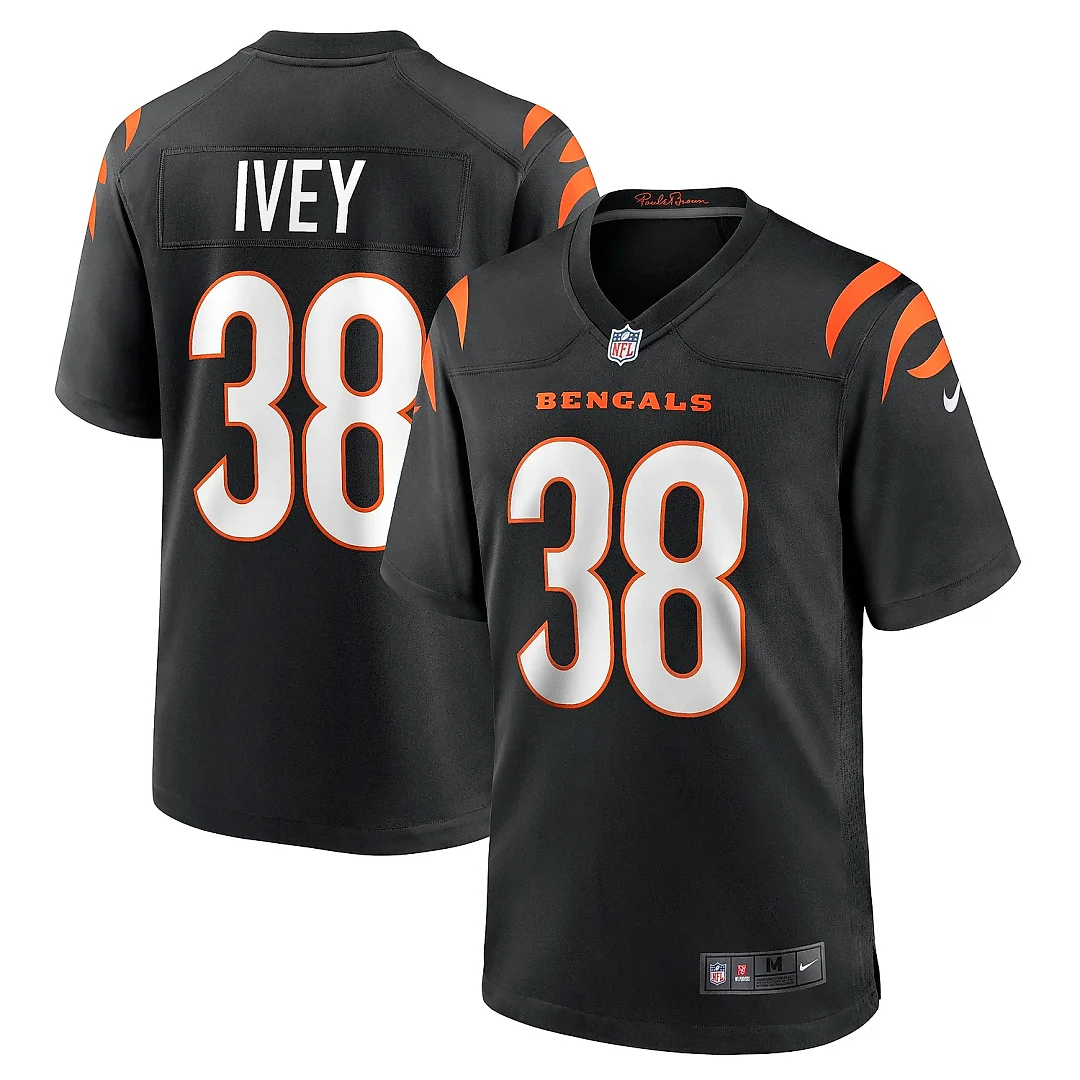 Zennovawear Men's Cincinnati Bengals DJ Ivey Black Team Game Jersey