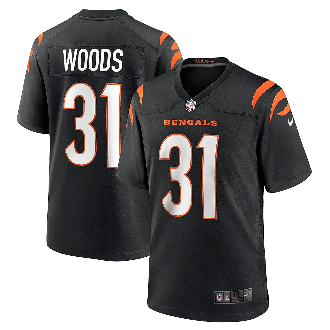 Zennovawear Men's Cincinnati Bengals Ickey Woods Black Retired Player Game Jersey