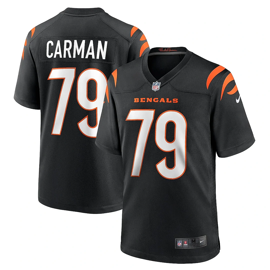 Zennovawear Men's Cincinnati Bengals Jackson Carman Black Game Jersey