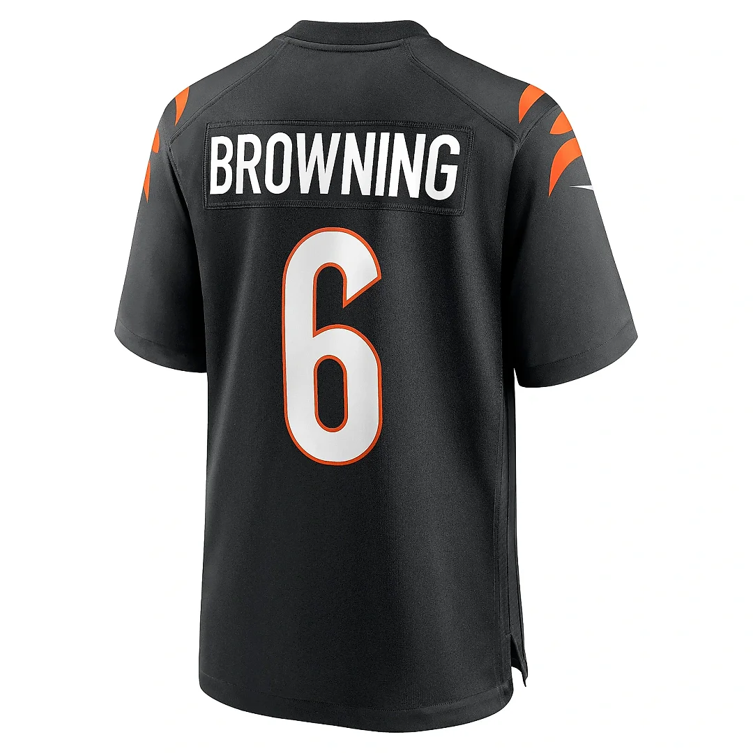 Zennovawear Men's Cincinnati Bengals Jake Browning Black Game Jersey