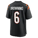 Zennovawear Men's Cincinnati Bengals Jake Browning Black Game Jersey