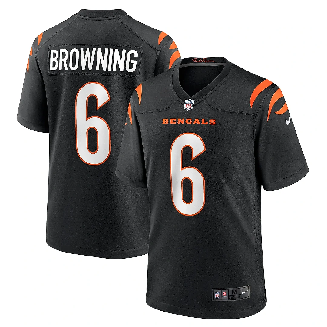 Zennovawear Men's Cincinnati Bengals Jake Browning Black Game Jersey