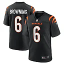 Zennovawear Men's Cincinnati Bengals Jake Browning Black Game Jersey