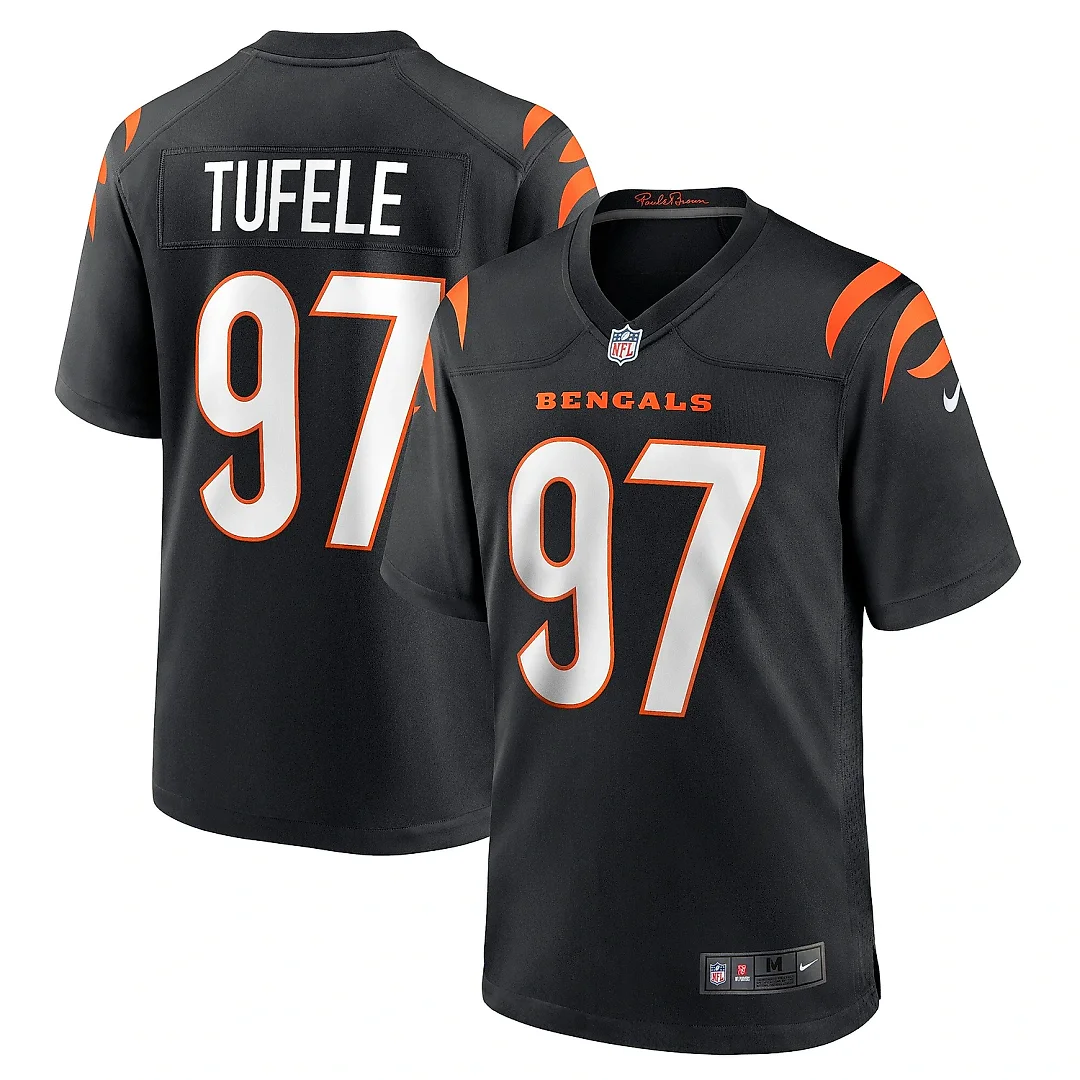 Zennovawear Men's Cincinnati Bengals Jay Tufele Black Game Player Jersey