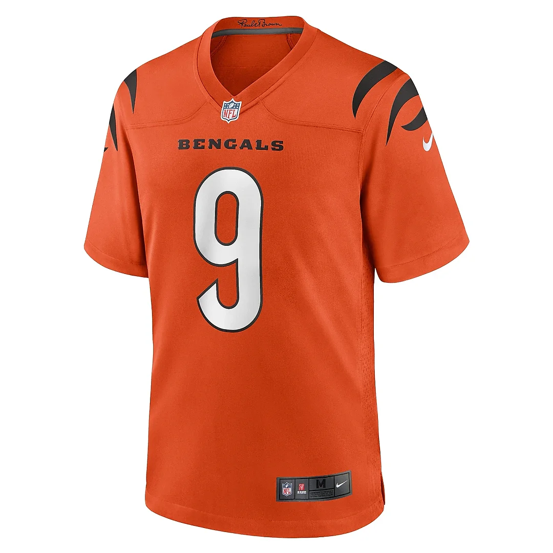 Zennovawear Men's Cincinnati Bengals Joe Burrow Orange Alternate Game Jersey
