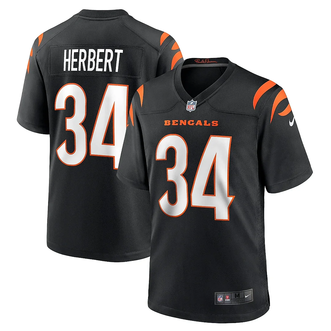 Zennovawear Men's Cincinnati Bengals Khalil Herbert Black Game Jersey