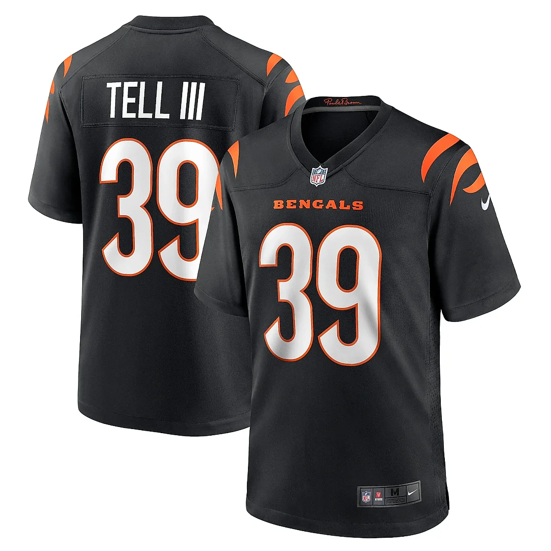 Zennovawear Men's Cincinnati Bengals Marvell Tell III Black Game Player Jersey