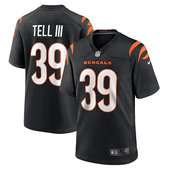 Zennovawear Men's Cincinnati Bengals Marvell Tell III Black Game Player Jersey
