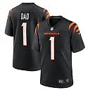 Zennovawear Men's Cincinnati Bengals Number 1 Dad Black Game Jersey