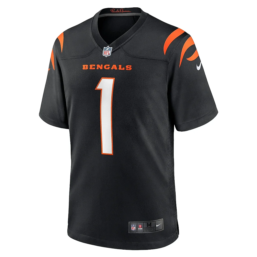 Zennovawear Men's Cincinnati Bengals Number 1 Groom Black Game Jersey