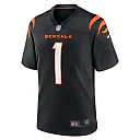 Zennovawear Men's Cincinnati Bengals Number 1 Groom Black Game Jersey