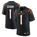 Zennovawear Men's Cincinnati Bengals Number 1 Groom Black Game Jersey